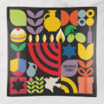 Hanukkah Chanukah Menorah Jewish Stars Dreidel  Tr Trinket Tray<br><div class="desc">Hanukkah / Chanukah Colorful Modern Geometric Pattern trinket Tray with Menorah, Dreidel, Donuts, Stars & Olive oil. Hebrew & Jewish Hanukkah Symbols Space to add your personalized text. Happy Hanukkah wishes. This upscale, beautiful, look, is a great gift to wish friends, family, and clients, a very Happy Hanukkah/Chanukah. If you...</div>