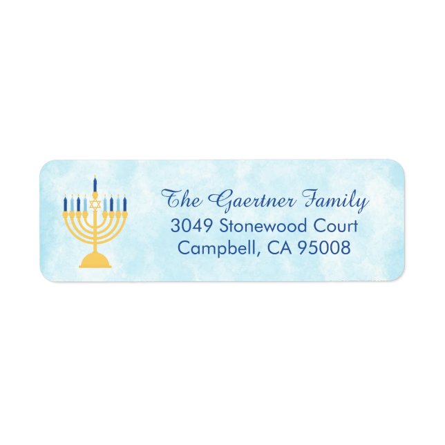 Hanukkah Chanukah Menorah Label (Front)