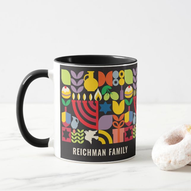 Hanukkah Chanukah Menorah Personalized Mug (With Donut)