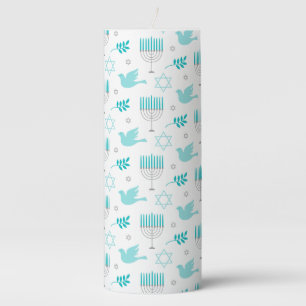 Hanukkah Chanukah Menorah Star Of David Dove Pillar Candle