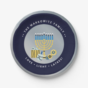 Hanukkah Chanukah Personalized Menorah Dreidel Paper Plates