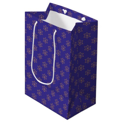 Hanukkah Chanukah Star of David Menorah Gold Blue Medium Gift Bag