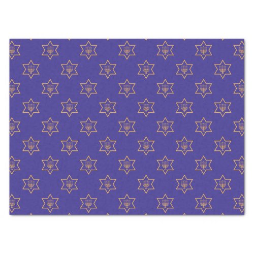 Hanukkah Chanukah Star of David Menorah Gold Blue Tissue Paper