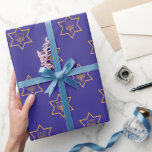 Hanukkah Chanukah Star of David Menorah Gold Blue Wrapping Paper<br><div class="desc">Wrap your Hanukkah gifts in style with our Star of David Menorah Gold Blue Happy Hanukkah wrapping paper! This wrapping paper is like a festive hug for your presents, adorned with the elegant Star of David and a gold menorah. It's the perfect way to make your gifts shine during the...</div>