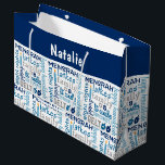 Hanukkah Chanukah Word Art Personalized Name Large Gift Bag<br><div class="desc">This Hanukkah holidays design features Hanukkah themed word art. Personalize with your name by editing the text in the text boxes provided
 #hanukkah #chanukah #holidays #jewish #hanukkah #giftbags #giftwrapping #giftwrappingsupplies</div>