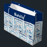 Hanukkah Chanukah Word Art Personalized Name Large Gift Bag<br><div class="desc">This Hanukkah holidays design features Hanukkah themed word art. Personalize with your name by editing the text in the text boxes provided
 #hanukkah #chanukah #holidays #jewish #hanukkah #giftbags #giftwrapping #giftwrappingsupplies</div>