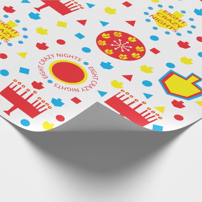 Hanukkah/Chanukah Wrapping Paper Colorful Crazy 8 (Corner)