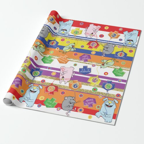 HanukkahChanukah Wrapping Paper Mouse and Friends