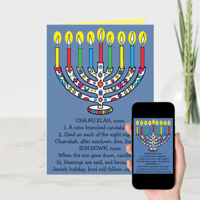 Hanukkah Chanukiah Funny Menorah Holiday Card Zazzle