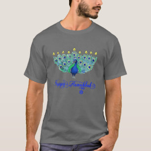 Hanukkah Christmas Peacock Menorah Chanukah Jewish T-Shirt