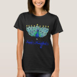 Hanukkah Christmas Peacock Menorah Chanukah T-Shirt<br><div class="desc">Hanukkah Christmas Peacock Menorah Chanukah Jewish Pajamas Shirt. Perfect gift for your dad,  mom,  papa,  men,  women,  friend and family members on Thanksgiving Day,  Christmas Day,  Mothers Day,  Fathers Day,  4th of July,  1776 Independent day,  Veterans Day,  Halloween Day,  Patrick's Day</div>