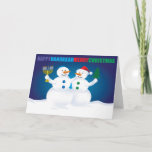 Hanukkah Christmas Snowmen Card at Zazzle
