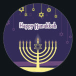 Hanukkah Classic Round Sticker<br><div class="desc">Happy Hanukkah Classic Round Sticker</div>