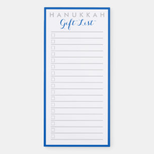 Hanukkah Classy Jewish Blue White Gift List  Magnetic Notepad