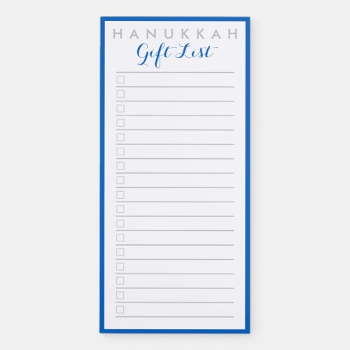 Hanukkah Classy Jewish Blue White Gift List  Magnetic Notepad
