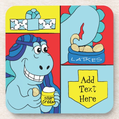 Hanukkah Coaster Personalize DinoLatke Eater