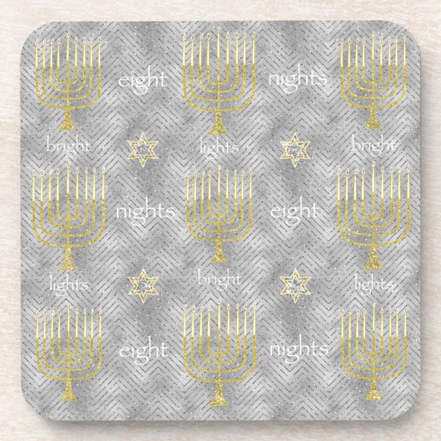 Hanukkah Coaster Personalize Elegant Menorahs (Front)