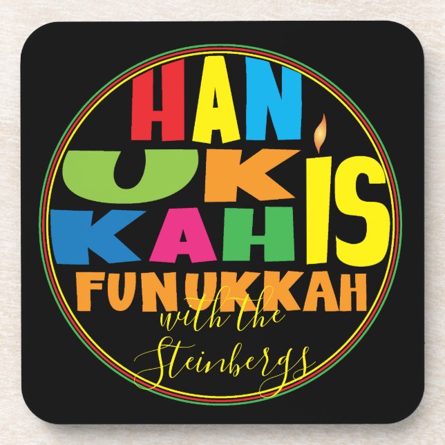 Hanukkah Coaster Personalize Hanukkah is Funukkah (Front)