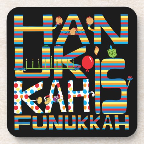 Hanukkah Coasters Hanukkah is Funukkah Stripes