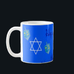 Hanukkah Coffee Mug<br><div class="desc">This mug has a Hanukkah design of dreidel,  Star of David,  and “Happy Hanukkah” on a blue background. Great for the season.</div>