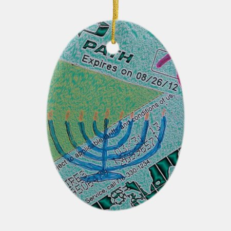 Hanukkah Collage Ceramic Ornament