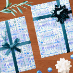 Hanukkah Collage Light Blue Cool Cute Childs Name Wrapping Paper<br><div class="desc">Create your own custom Hanukkah wrapping paper in this cute light blue and white word collage featuring your child's name that celebrates the holiday. Easy to personalize, just add your child's name into the text template and watch it fill into the light blue and white typography design. The Chanukah theme...</div>