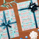Hanukkah Collage Vintage Cool Cute Childs Name Wrapping Paper<br><div class="desc">Create your own custom Hanukkah wrapping paper in this cute vintage retro coral pink and turquoise blue word collage featuring your child's name that celebrates the holiday. Easy to personalize, just add your child's name into the text template and watch it fill into the vintage colors inspired typography design. The...</div>
