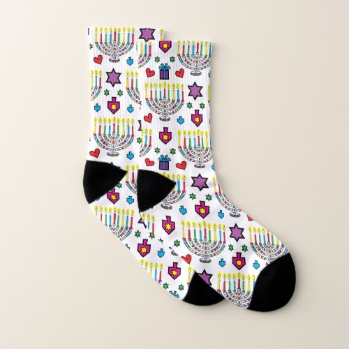 Hanukkah Colorful Hanukkiah Socks