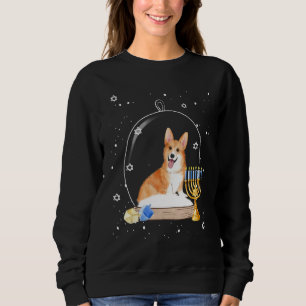 Hanukkah Corgi Dog Snow Globe Pajama Sweatshirt