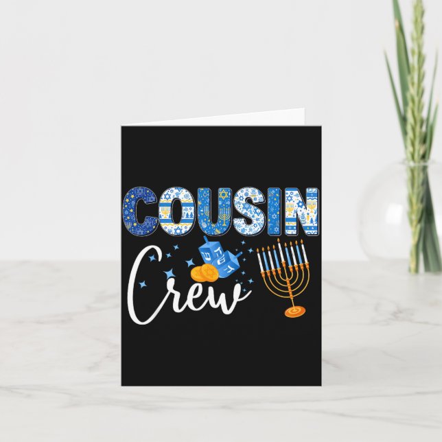 Hanukkah Cousin Crew Matching Family Christmas Paj Card (Front)