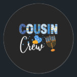 Hanukkah Cousin Crew Matching Family Christmas Paj Classic Round Sticker<br><div class="desc">Hanukkah Cousin Crew Matching Family Christmas Pajamas Kids</div>