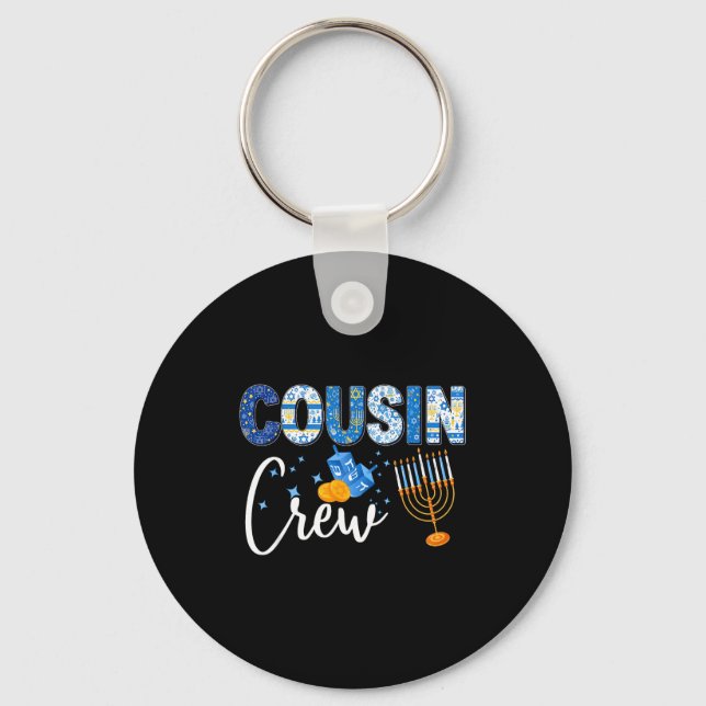 Hanukkah Cousin Crew Matching Family Christmas Paj Keychain (Front)