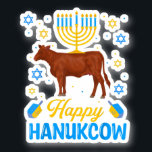 Hanukkah Cow Orah Dreidel Jewish Chanukah Decorati Sticker<br><div class="desc">Hanukkah Cow Orah Dreidel Jewish Chanukah Decorations. Perfect design for people who love chicken and farm barn animals and farming. Grab this design as a birthday gift for your grandpa, grandma, dad, mom, wife, husband, sister, or brother. The design is also great for no matter what occasion from christmas, halloween,...</div>