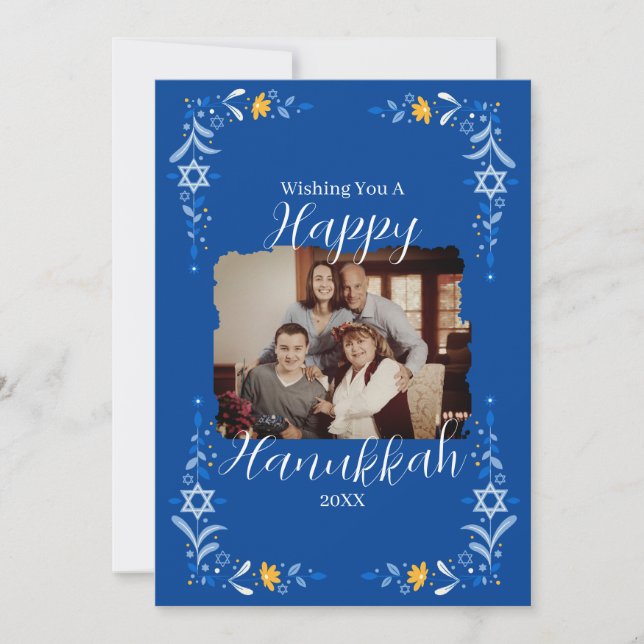 Hanukkah Custom Family Photo Holiday Card (Front)