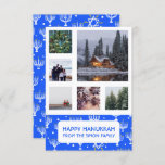 HANUKKAH CUSTOM PHOTO Menorahs Stars Holiday Card<br><div class="desc">Customize this flat card by adding your own text and photos on the front or back. There is a grid in front of the photos which makes it easier to use any size photos you have and keep them lined up and in a square format. You can delete the grid...</div>