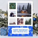 HANUKKAH CUSTOM PHOTO Menorahs Stars Holiday Card<br><div class="desc">Customize this flat card by adding your own text and photos on the front or back. There is a grid in front of the photos which makes it easier to use any size photos you have and keep them lined up and in a square format. You can delete the grid...</div>