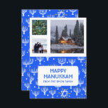 HANUKKAH CUSTOM PHOTOS Menorah Star Holiday Card<br><div class="desc">Customize this flat card by adding your own text and photos on the front or back. There is a grid in front of the photos which makes it easier to use any size photos you have and keep them lined up and in a square format. You can delete the grid...</div>