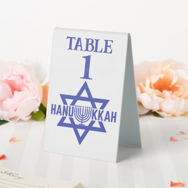 Hanukkah Customized Numbered  Table Tent (In SItu (Wedding))