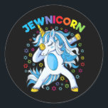 Hanukkah Cute Jewish Unicorn Girl Dabbing Classic Round Sticker<br><div class="desc">Hanukkah Cute Jewish Unicorn Girl Dabbing</div>