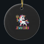 Hanukkah Dabbing Unicorn Jewnicorn Chanukah Jewish Ceramic Ornament<br><div class="desc">Hanukkah Dabbing Unicorn Jewnicorn Chanukah Jewish Xmas T-Shirt_1 (1)</div>