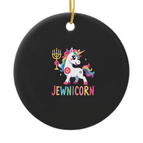 Hanukkah Dabbing Unicorn Jewnicorn Chanukah Jewish Ceramic Ornament