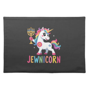 Hanukkah Dabbing Unicorn Jewnicorn Chanukah Jewish Cloth Placemat