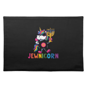 Hanukkah Dabbing Unicorn Jewnicorn Chanukah Jewish Cloth Placemat