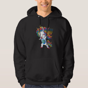 Hanukkah Dabbing Unicorn Jewnicorn Chanukah Jewish Hoodie