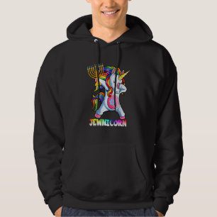 Hanukkah Dabbing Unicorn Jewnicorn Chanukah Jewish Hoodie