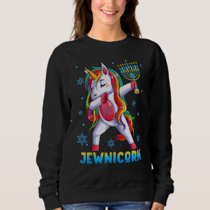 Hanukkah Dabbing Unicorn Jewnicorn Chanukah Jewish Sweatshirt