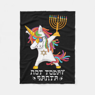 Hanukkah Dabbing Unicorn Not Today Santa Jewnicorn Fleece Blanket
