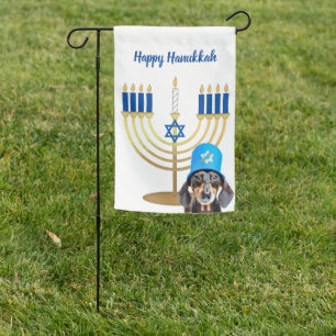 Hanukkah Dachshund Garden Flag