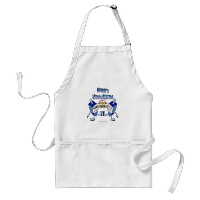 Hanukkah Dancing Dreidels and Jelly Donuts Adult Apron (Front)