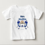 Hanukkah Dancing Dreidels and Jelly Doughnuts Baby T-Shirt<br><div class="desc">You are viewing The Lee Hiller Designs Collection of Home and Office Decor,  Apparel,  Gifts and Collectibles. The Designs include Lee Hiller Photography and Mixed Media Digital Art Collection. You can view her Nature photography at http://HikeOurPlanet.com/ and follow her hiking blog within Hot Springs National Park.</div>